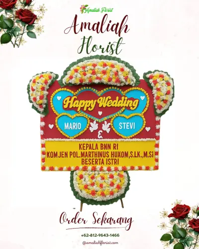 Karangan Papan Bunga Pernikahan kandangsapi
